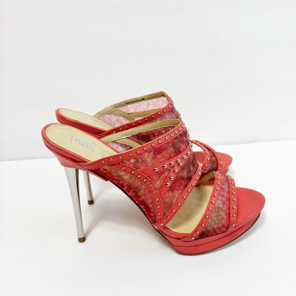 ABS VERO CORAL PINK AND SILVER WOMEN HEELS SIZE 8M NO BOX - Picture 4 of 7